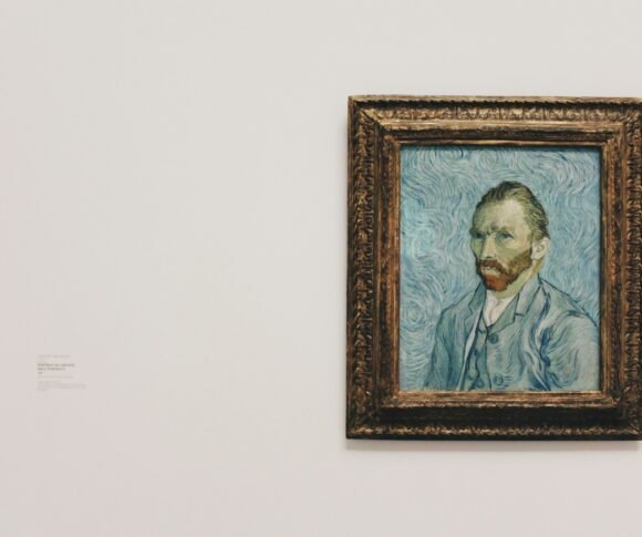 Vincent Van Gogh self portrait painting on wall